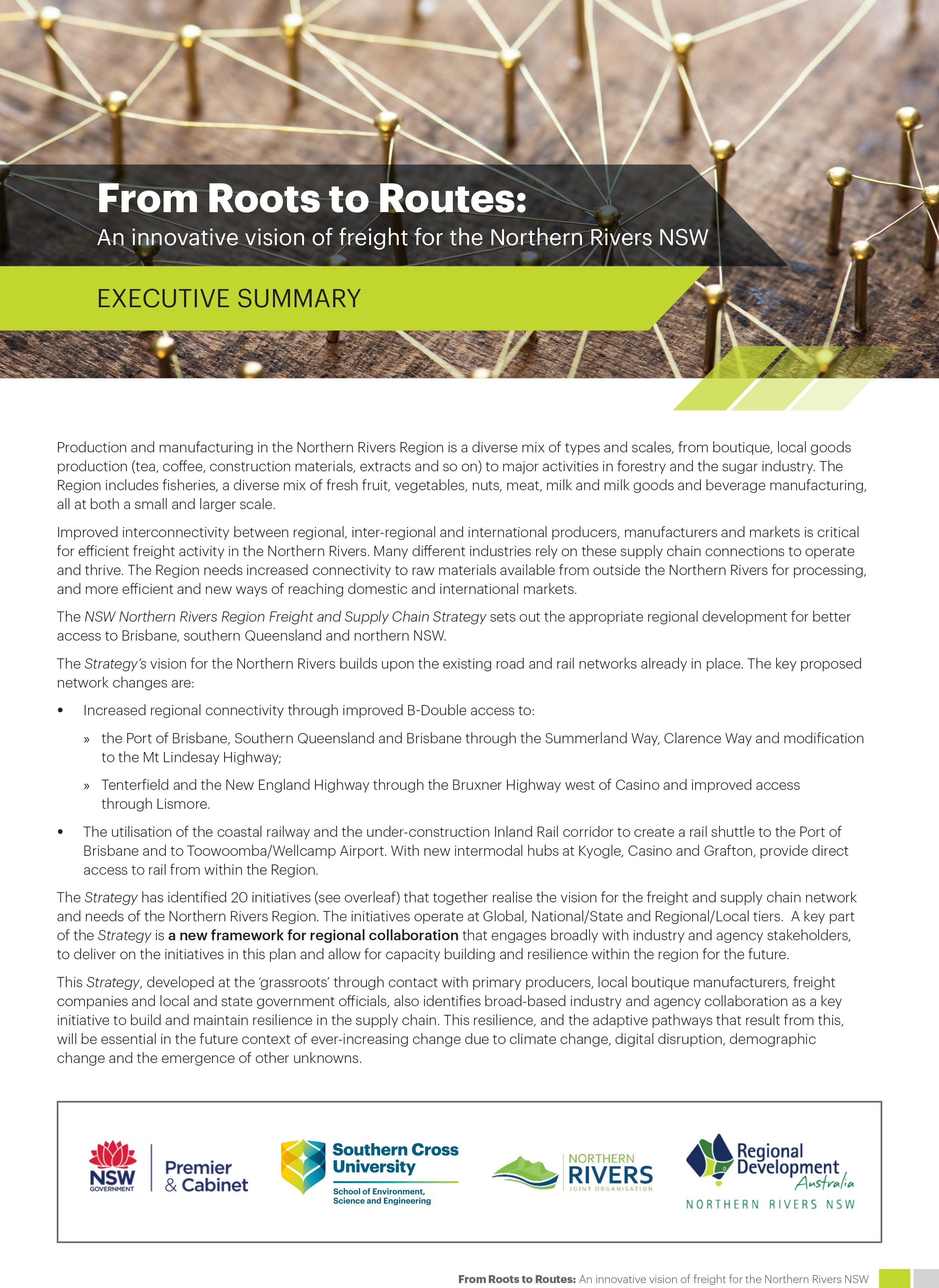 From Roots to Routes: An innovative vision of freight for the Northern Rivers Executive Summary